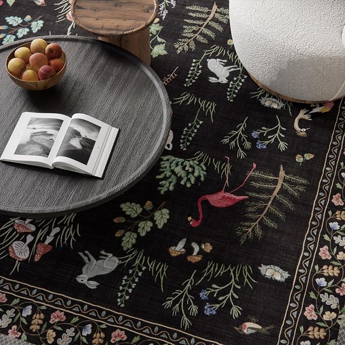 6x9 Area Rugs for Living Room: Washable Rug Vintage Rugs Stain Resistant Non - Image 3