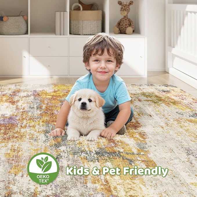 10x13 Area Rug Living Room: Washable Large Abstract Modern Soft Stain Resistant - Image 7