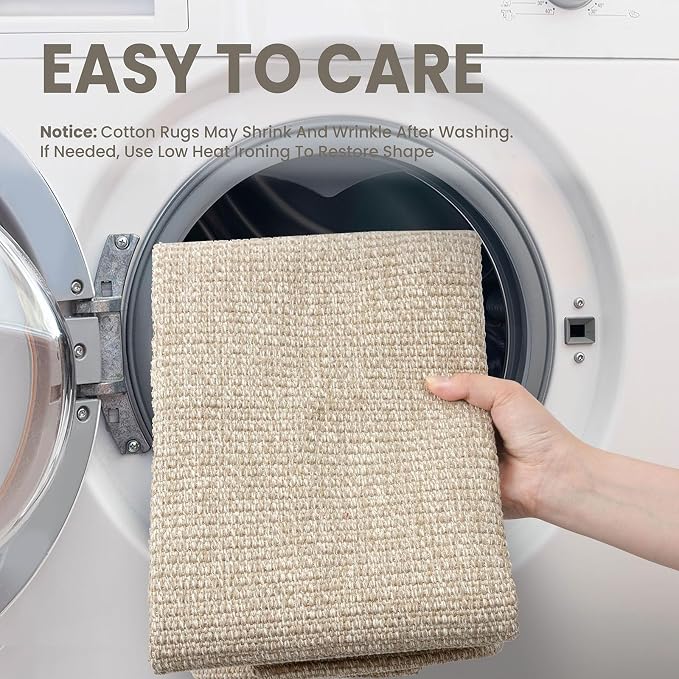 EARTHALL Washable Area Rugs 6x9 Ft Non Slip Living Room Rugs Cotton Rubber - Image 3