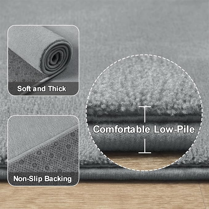 Amearea Grey Round Area Rugs 5ft Washable Circle Rugs - Image 3