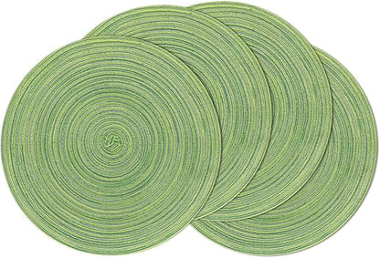 SHACOS Round Placemats Set of 4 Round Table Placemats Braided Cotton Place Mats by SHACOS