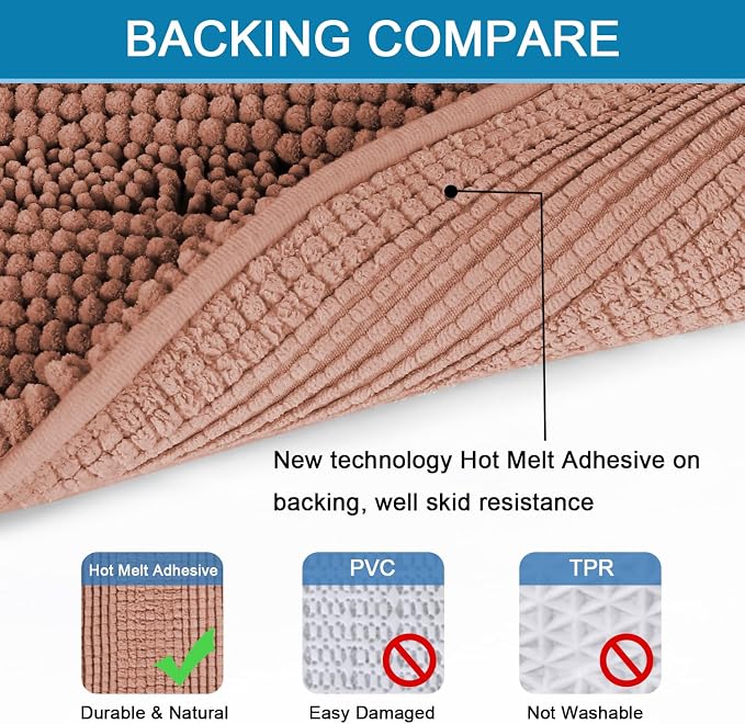 H.VERSAILTEX Bath Rugs for Bathroom Non Slip Bath Mats Extra Thick Chenille - Image 4