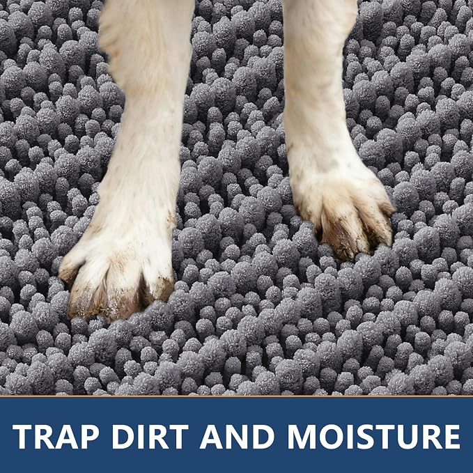 Smiry Dog Door Mat for Muddy Paws 40x24, Absorbent Dirt Trapper, Non-Slip - Image 4