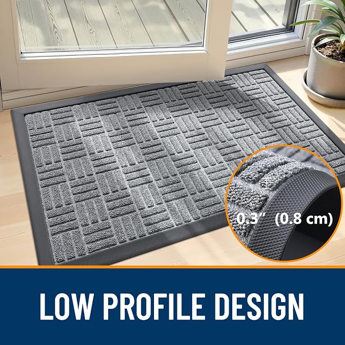 OLANLY Front Door Mat Outside Entrance 33x21, Heavy Duty Sturdy Natural Rubber - Image 4