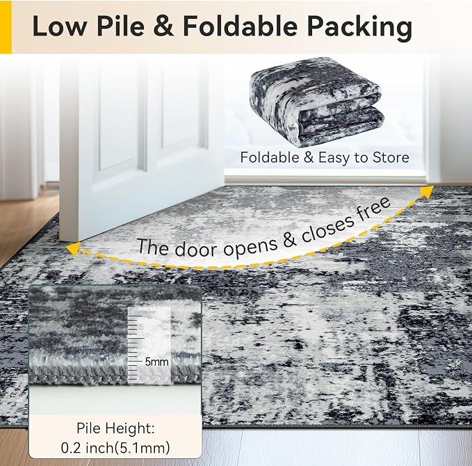 RELEANY Washable Area Rugs 9'x12' Non-Slip Modern Abstract Soft - Image 5