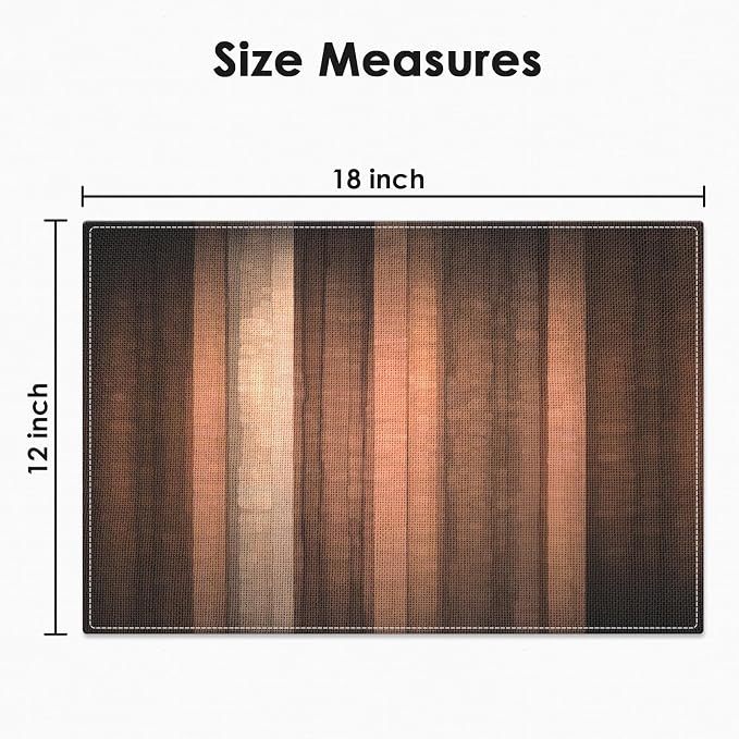 Emvency Farmhouse Placemats Set of 6, Striped Rustic Farmhouse Brown Abstract - Image 3
