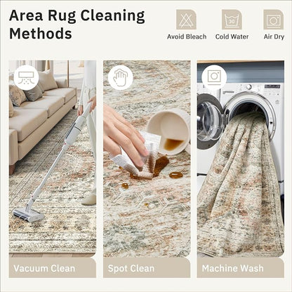 Soalmost 10x14 Area Rugs for Living Room, Non Slip Machine Washable Vintage Rugs - Image 5