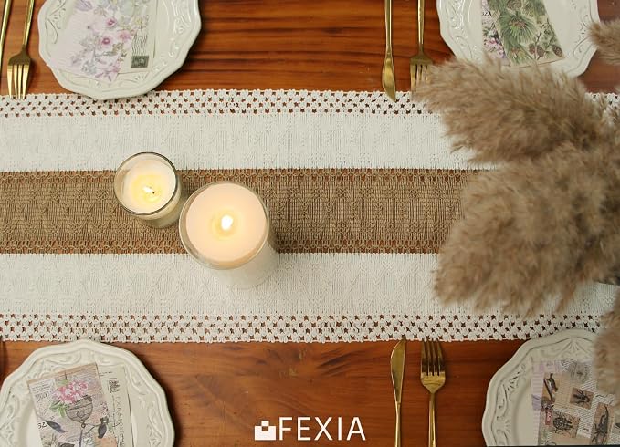 Boho Table Runner for Fall Home Decor 12x90 Rustic - Image 6
