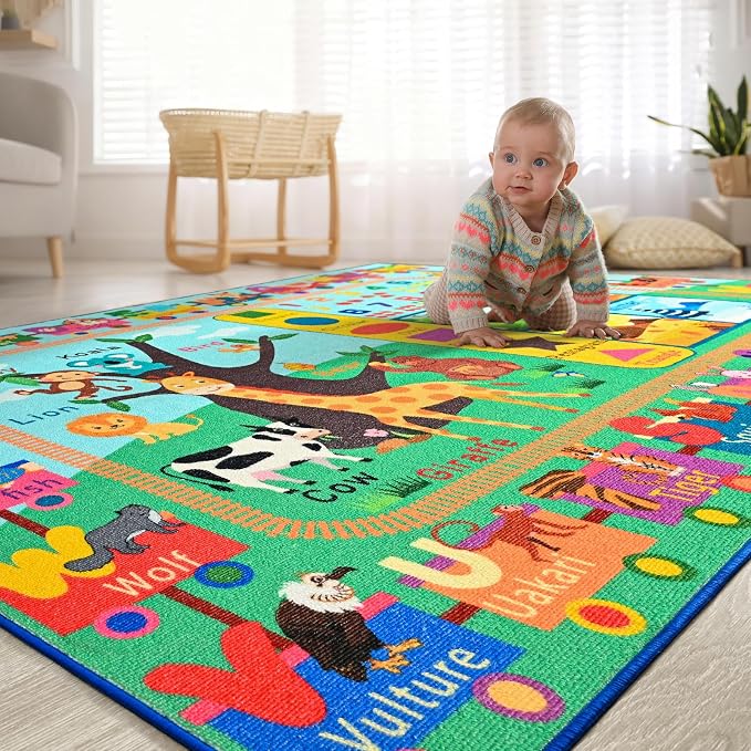 Kids Rug for Playroom, 5x7 ABC Educational Carpet for Classroom, Fun Alphabet - Image 8