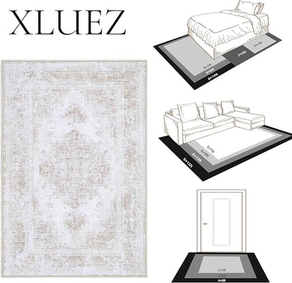 XLUEZ Area Rug 8x10 Living Room Rug, Machine Washable Vintage Distressed - Image 8