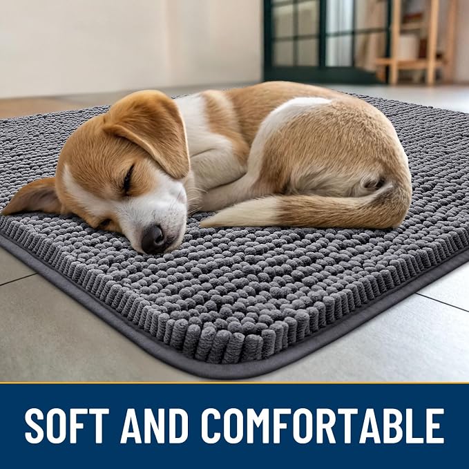 Smiry Dog Door Mat for Muddy Paws 47x17, Absorbent Dirt Trapper, Non-Slip - Image 2