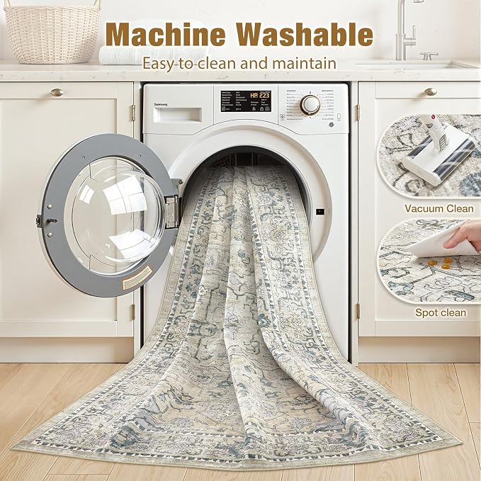 cotiled 5x7 Area Rug Machine Washable Vintage Carpet - Image 3