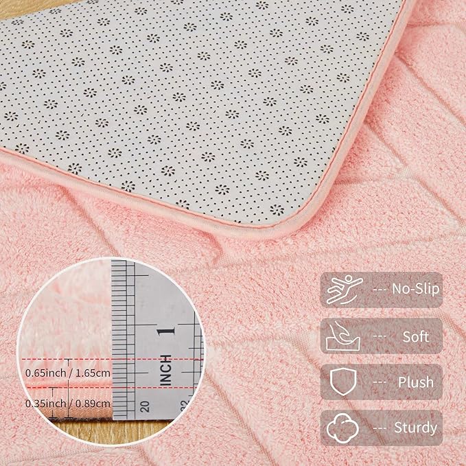 3x5 Pink Washable Area Rug for Girls Bedroom, Modern Geometric Shag Non-Slip - Image 4