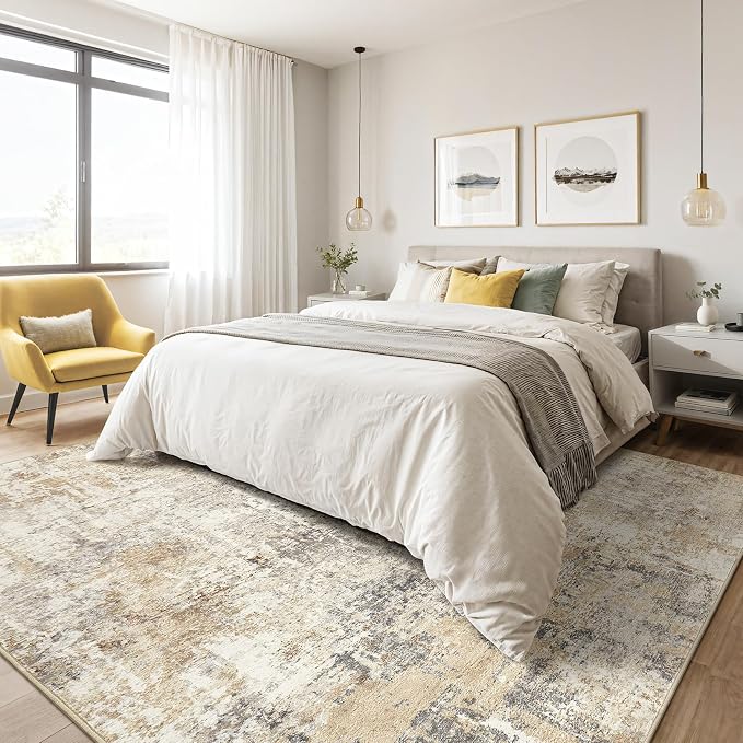 7x10 Area Rug Living Room: Washable Large Abstract Modern Soft Rugs Stain - Image 4