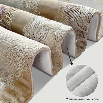 Luxury Damask Table Runner 72 Inches Long Beige Chenille Jacquard European | - Image 4