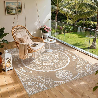 Pauwer Waterproof Outdoor Rug 8x10, Reversible Plastic Straw Patio Camping Rug - Image 6
