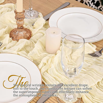 8 Pack Ivory Table Runner 17 x 108inch Cheesecloth Table Runner Boho Gauze - Image 4