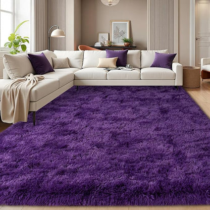 5x7 Purple Rug for Living Room, Soft Fluffy Shaggy Rugs for Bedroom, Modern - Image 4