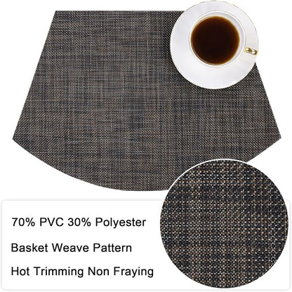 SHACOS Small Wedge Placemats Set of 4 Woven Vinyl Round Table Placemats Wipe - Image 2