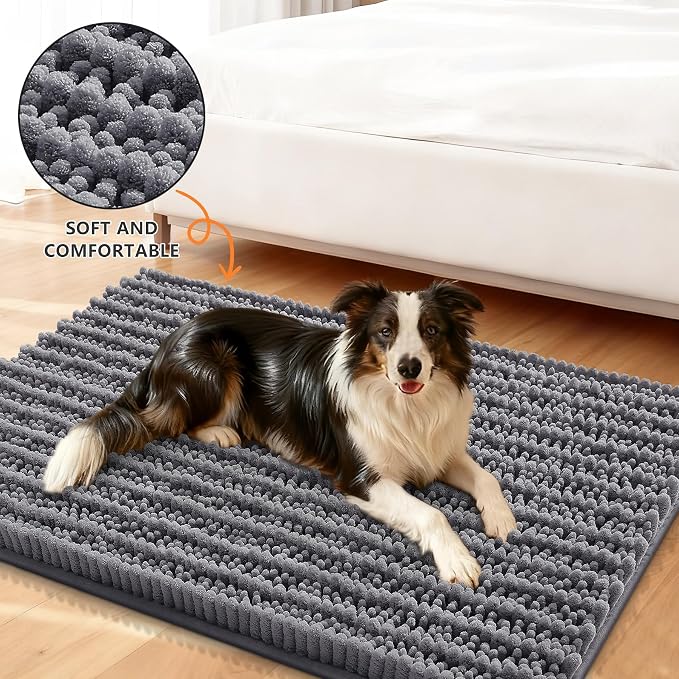 Smiry Dog Door Mat for Muddy Paws 40x24, Absorbent Dirt Trapper, Non-Slip - Image 2