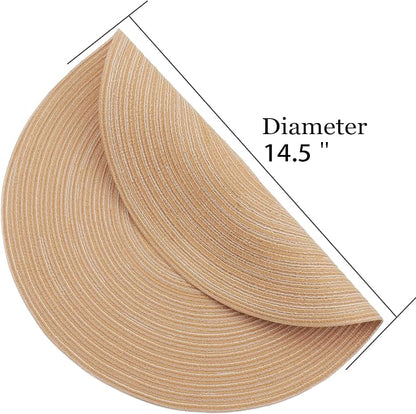 MIAOMIAO Round Placemats Set of 4 Woven Braided Place Mats | 14.5 Inch Cotton - Image 2
