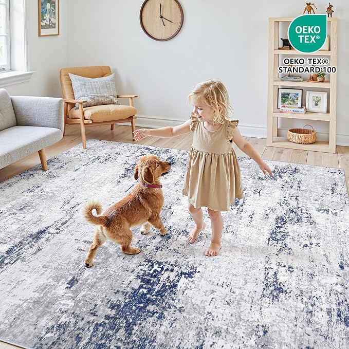 Area Rugs 10x14 Living Room: Large Modern Abstract Washable Rug Soft Anti-Skid - Image 4