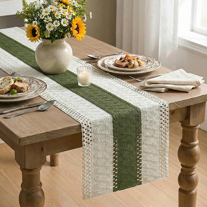 Artoid Mode Army Green Farmhouse Rustic Table Runner 12x36 Inch | Seasonal - Image 4