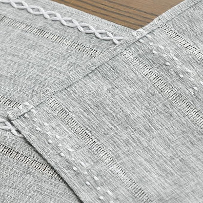 Artoid Mode Grey Rustic Cotton Linen Table Runner, Seasonal Embroidered Hollow - Image 5