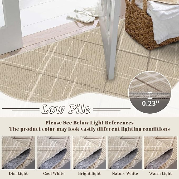Beige Runner Rug Ultra Non-Slip 2x4 Washable Bedroom Rugs Modern Tear and Stain - Image 5