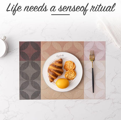 Placemats Set of 6 Washable Indoor | Outdoor Vinyl Place Mats - Image 6