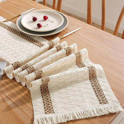 Boho Table Runner for Fall Thanksgiving Home Decor 12 x 72 Inches | Pottery - Image 3