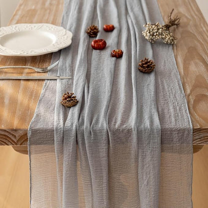 3Pcs Dusty Blue Cheesecloth Table Runner 120 Inches - Image 3