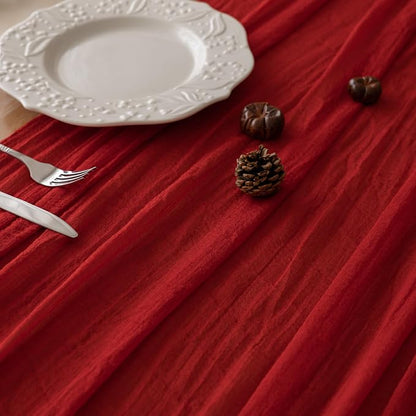 10Pcs Red Cheesecloth Table Runner 120 Inches - Image 2