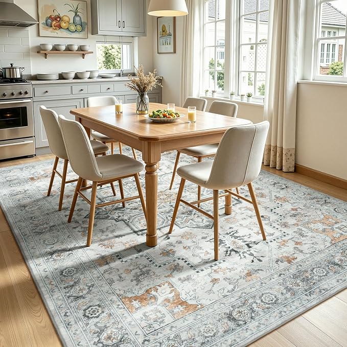 Lofus 5x7 Washable Rugs Non-Slip, Vintage Floral Area Rug - Image 3