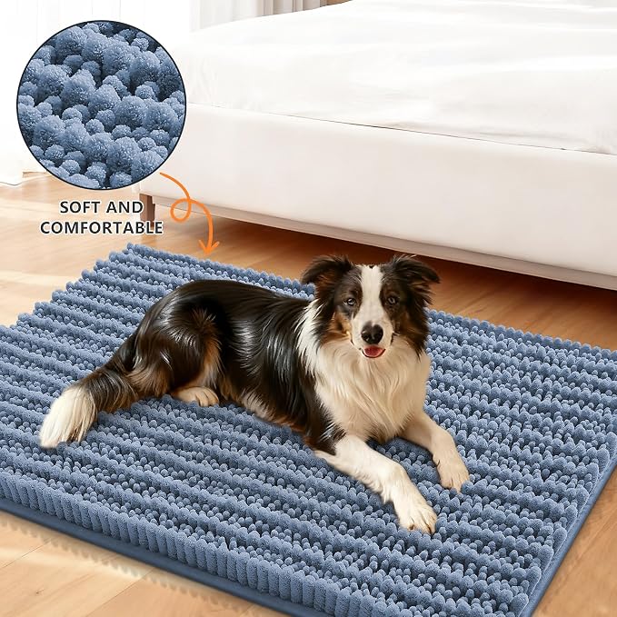 Smiry Dog Door Mat for Muddy Paws 30x20, Absorbent Dirt Trapper, Non-Slip - Image 2