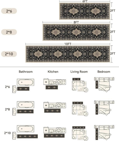 RELEANY Area Rugs Runner 2'x8' Washable Non-Slip, Floral Vintage Distress - Image 2