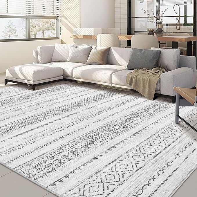 Nakagishi 6x9 Area Rugs Living Room: Washable Boho Large Neutral Soft Farmhouse by NakagishiAreaRug