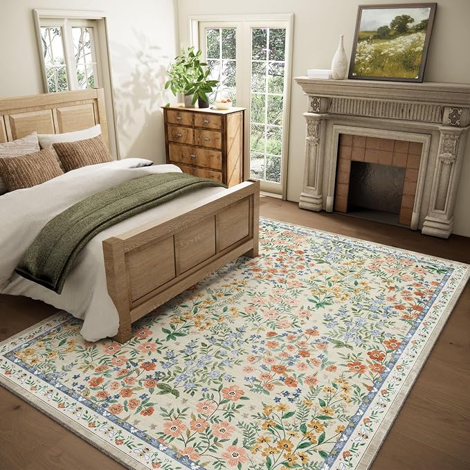 Machine Washable Rugs for Living Room: 6x9 Area Rugs for Bedroom Vintage Stain - Image 2