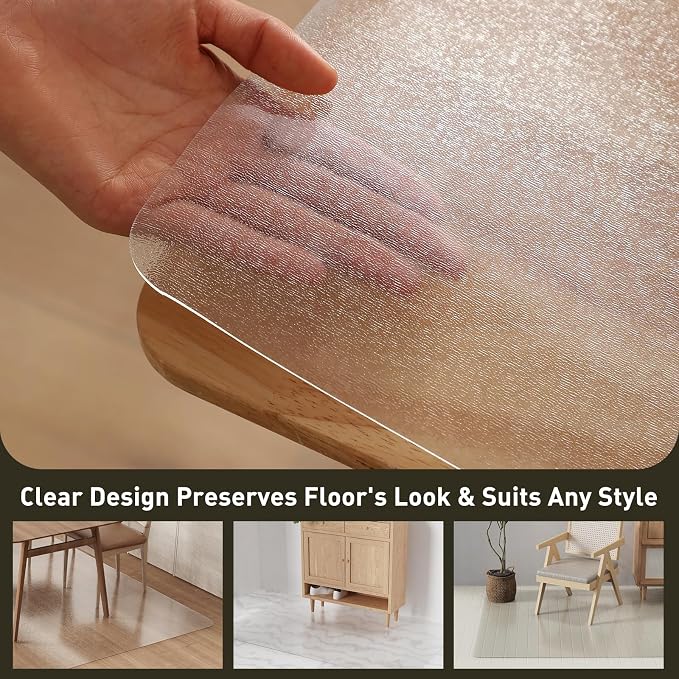 Clear Plastic Area Mat for Under Dining Table, Anti-Spill Hard Floor Protector - Image 4