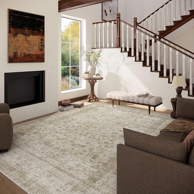 Machine Washable Rugs for Living Room: 8x10 Area Rugs for Bedroom Boho Vintage - Image 2