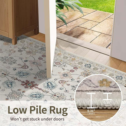 Rugxara 9x12 Rugs for Living Room & Bedroom, Floral Washable Rug, Boho Area Rug - Image 7