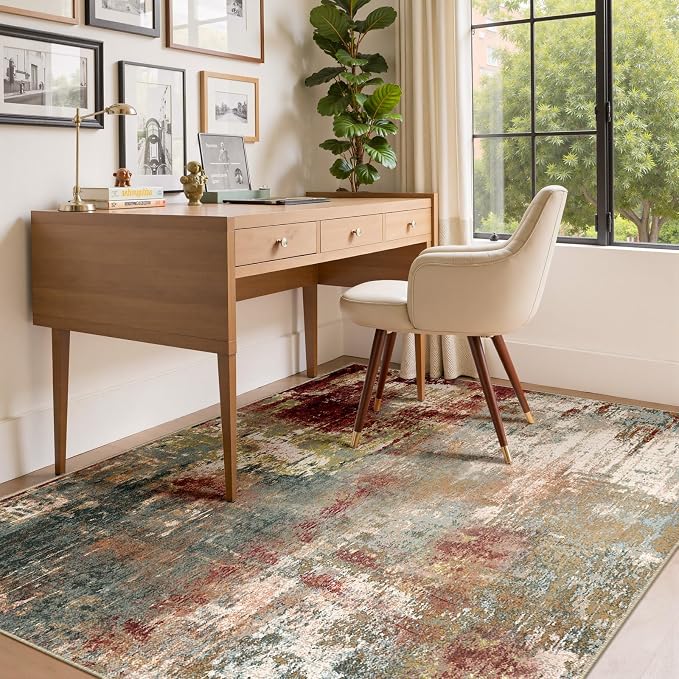 RELEANY Washable Area Rugs 4'x6' Non-Slip Modern Abstract Soft - Image 4