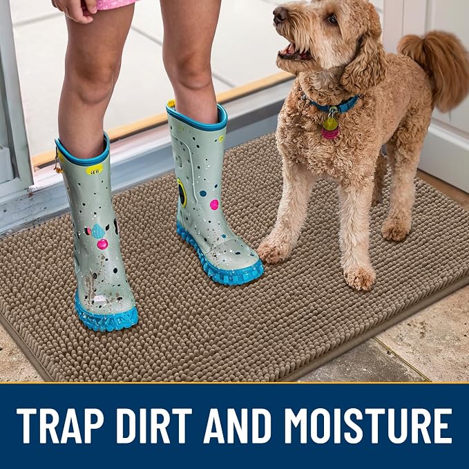 Smiry Dog Door Mat for Muddy Paws 40x32, Absorbent Dirt Trapper, Non-Slip - Image 3