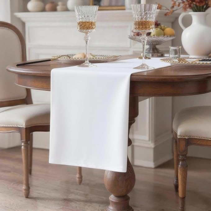 White Table Runner, Waterproof Washable Runners 60 Inches Long | Reusable 12x60 - Image 2