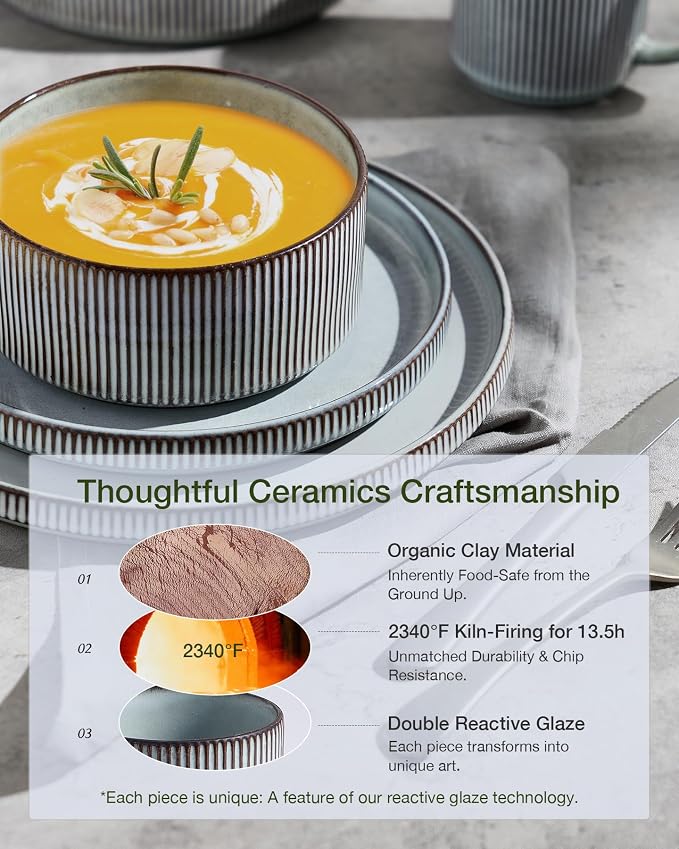 Famiware Star Ceramic Plates and Bowls Sets, Reactive Glaze Dishes - Image 5