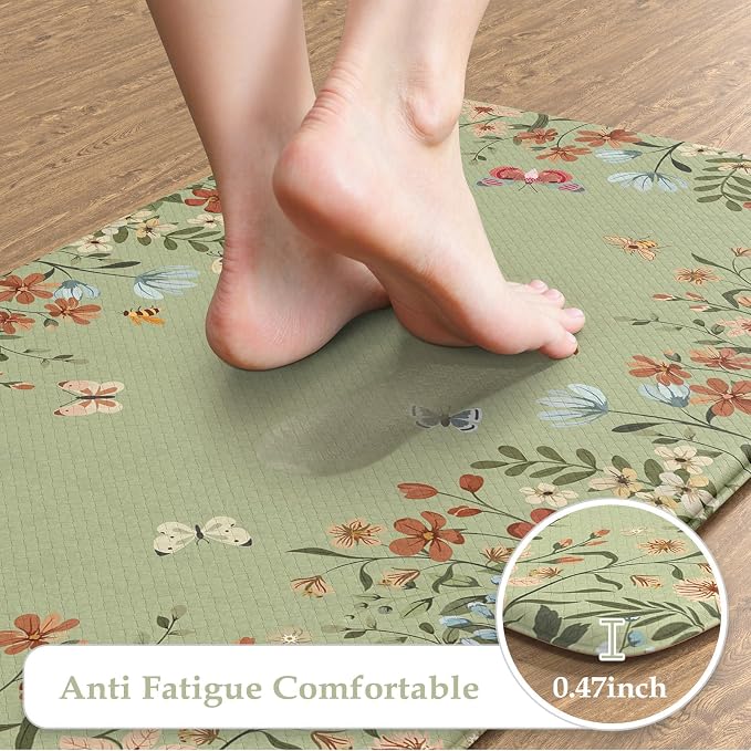 KIMODE Anti Fatigue Kitchen Mats 20"x59"+20"x32", Farmhouse Kitchen Rugs Sets - Image 3