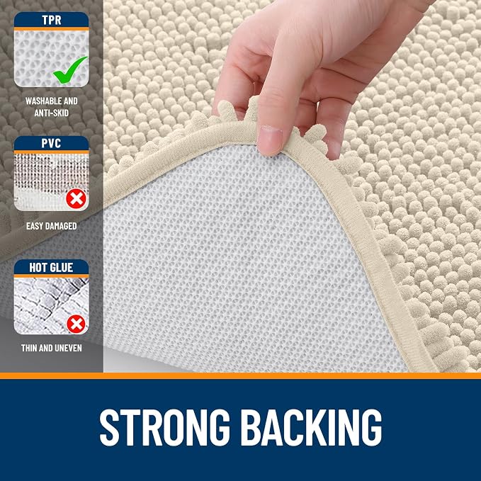 OLANLY Bathroom Runner Rugs 47x17, Extra Soft Absorbent Chenille Bath Rugs - Image 6