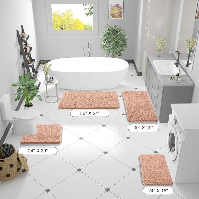 OLANLY Bathroom Runner Rugs 59x24, Extra Soft Absorbent Chenille Bath Rugs - Image 2