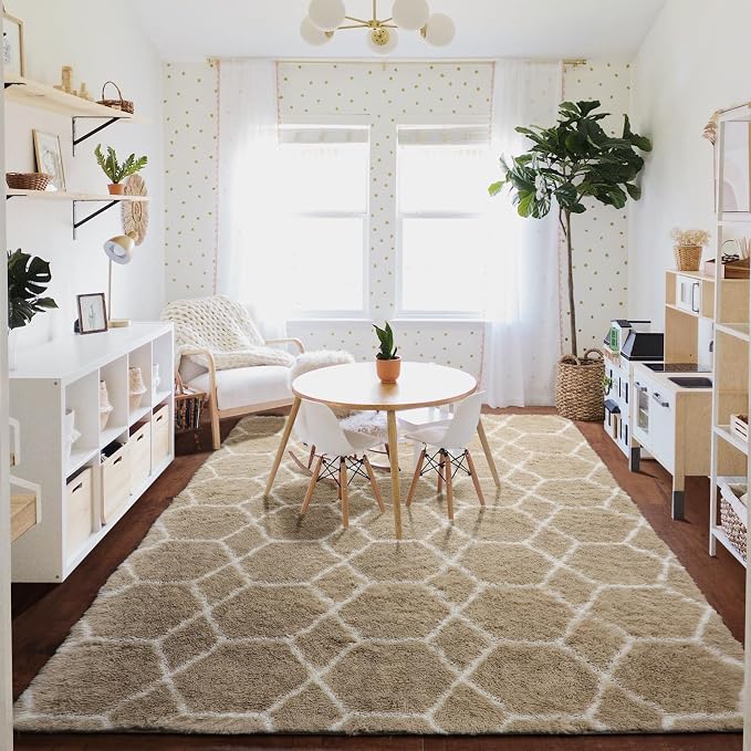 ONASAR Area Rugs for Bedroom Living Room, 4x6 Fluffy Beige and White Throw Rug - Image 8