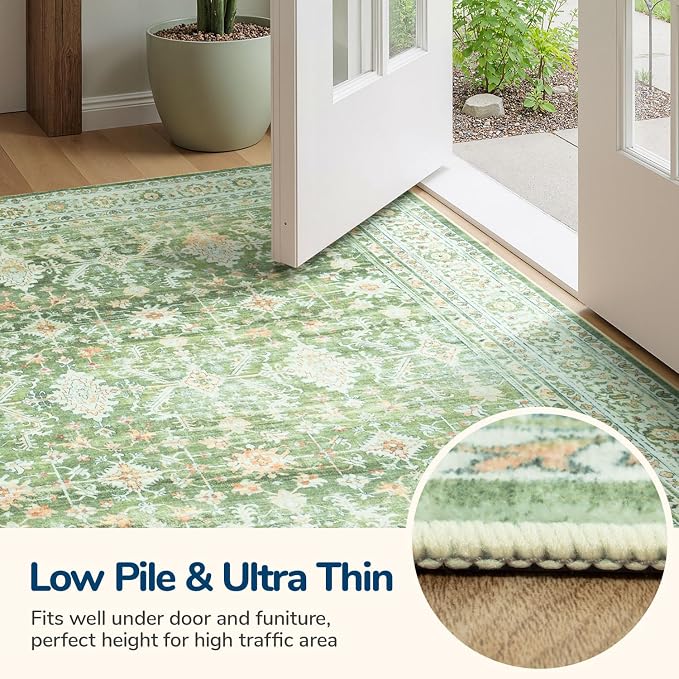 Lessymo Washable Area Rug for Living Room, 8x10 Light Green Large Rugs - Image 7